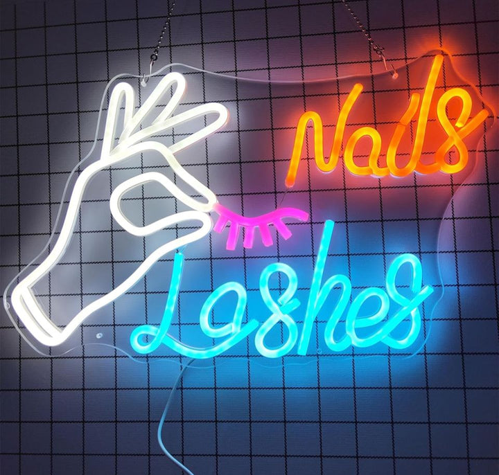 Cartel neón led Nails y Lashes grandes