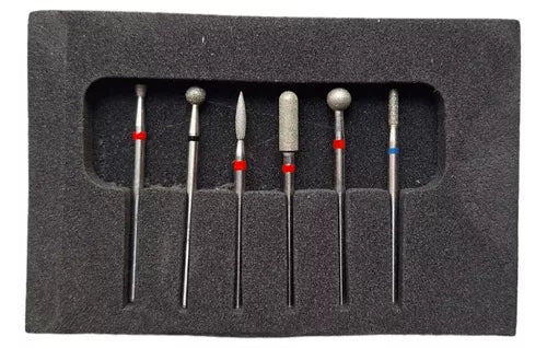 Kit de fresas diamantadas manicura x6 profesionales