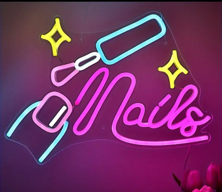 Cartel neón led Nails grande