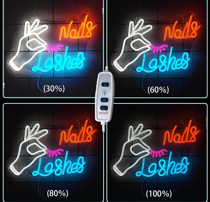 Cartel neón led Nails y Lashes grandes