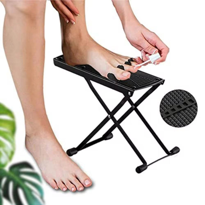 Apoya pies plegable negro