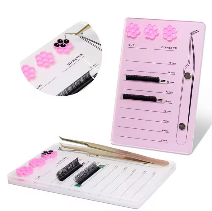 Bandeja de acrílico para organizar pestañas y pinza